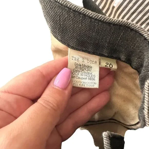 RAG & BONE Slim Fit Skinny Distressed in Rock Sz 26 - Picture 4 of 6